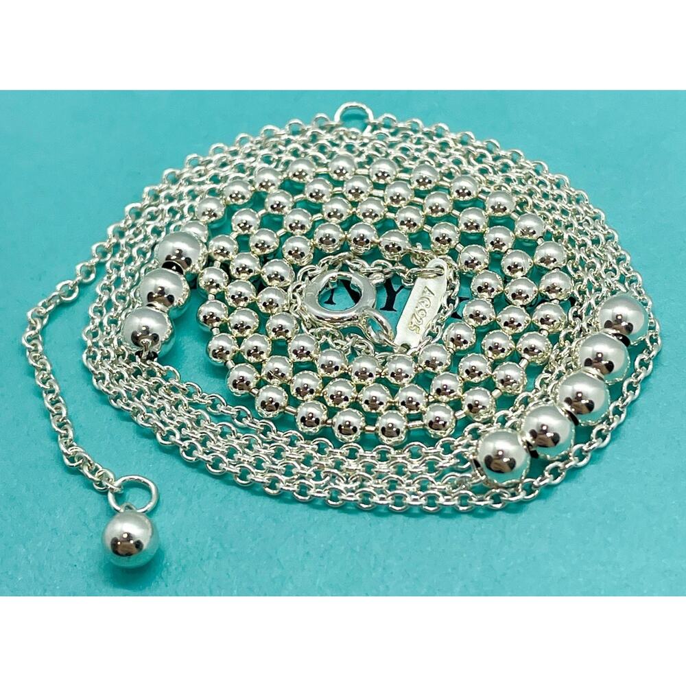 Tiffany & Co. Mixed Bead Chain Necklace 28” to 30” Sterling Silver
